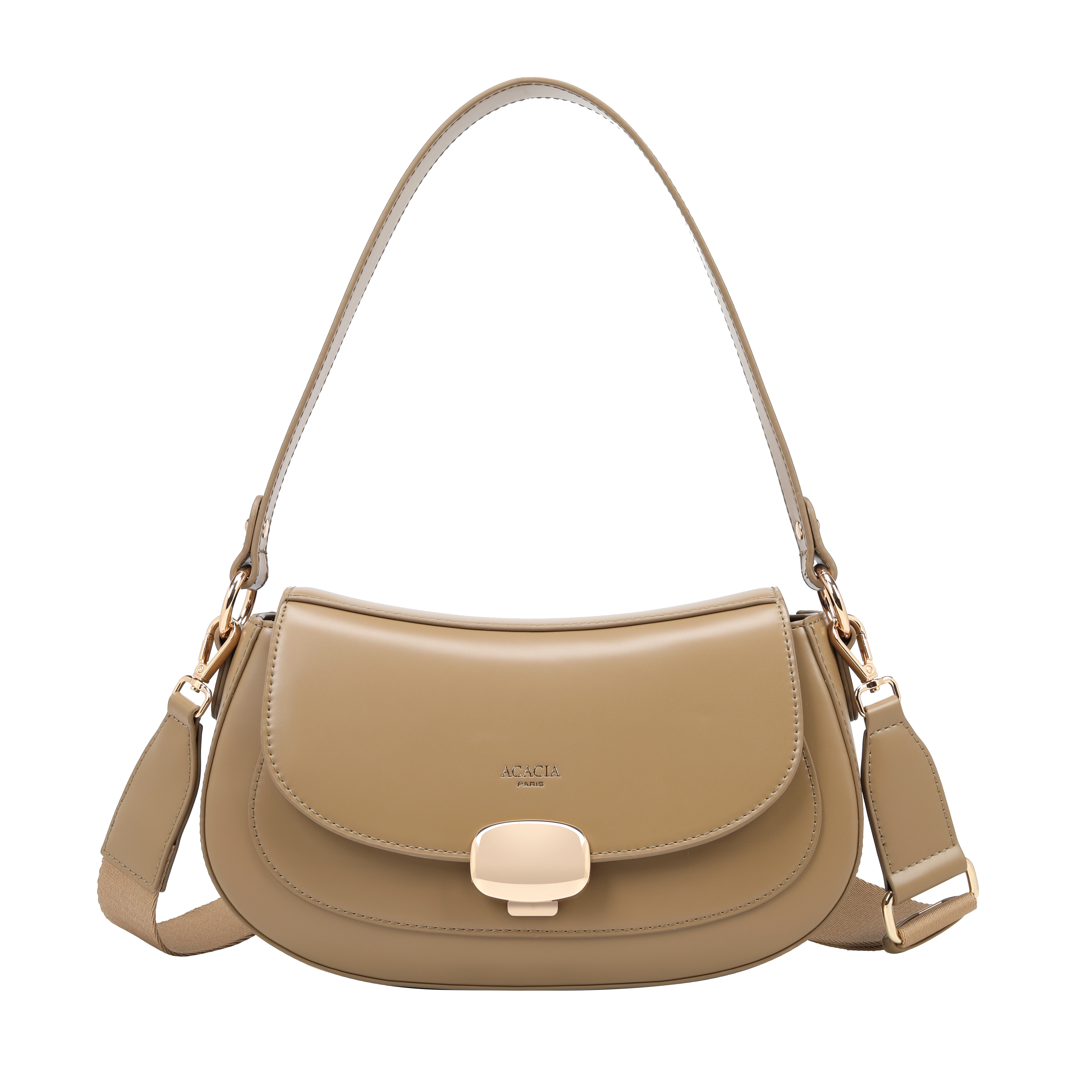 Grace Camel Gold Clasp Saddle Bag
