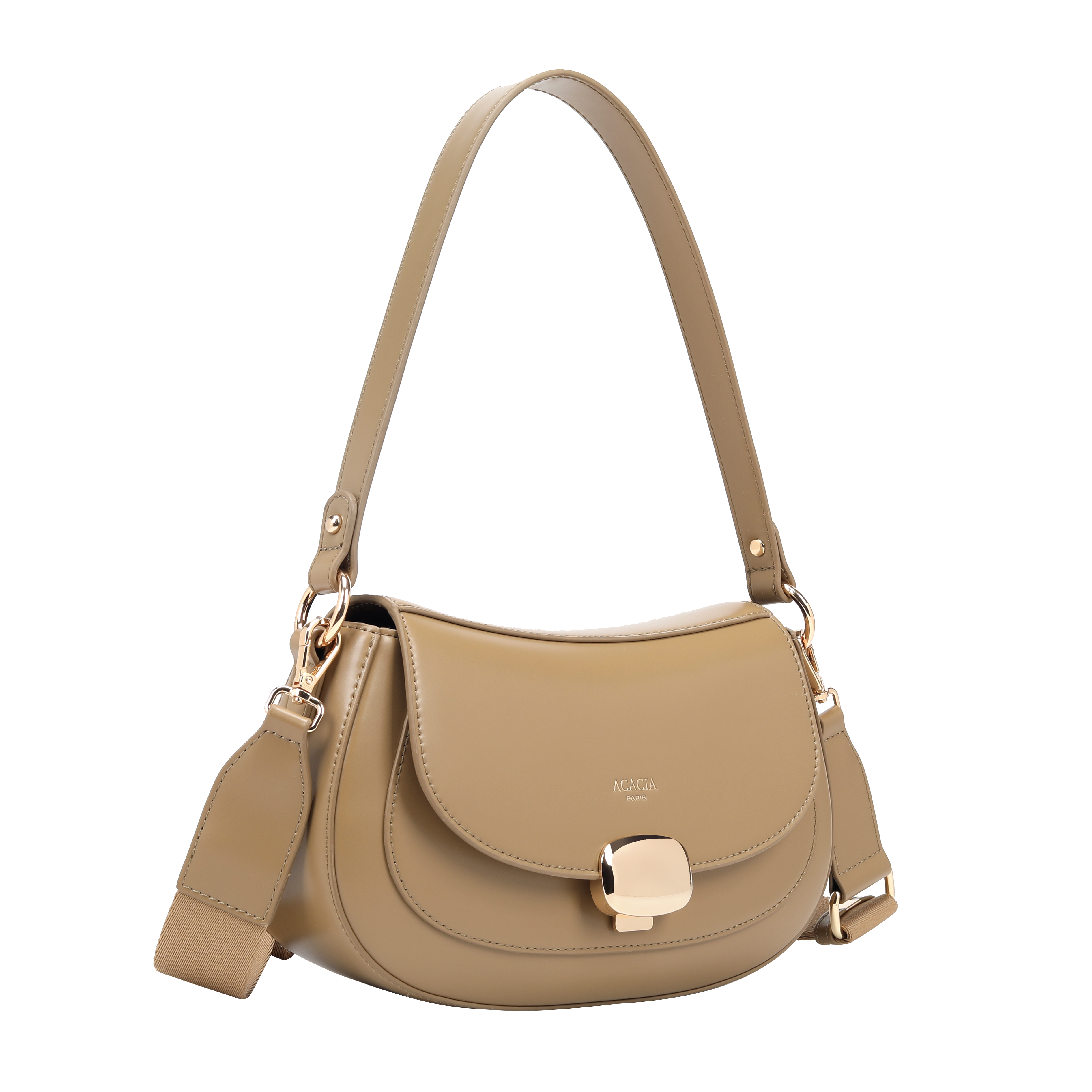Grace Camel Gold Clasp Saddle Bag