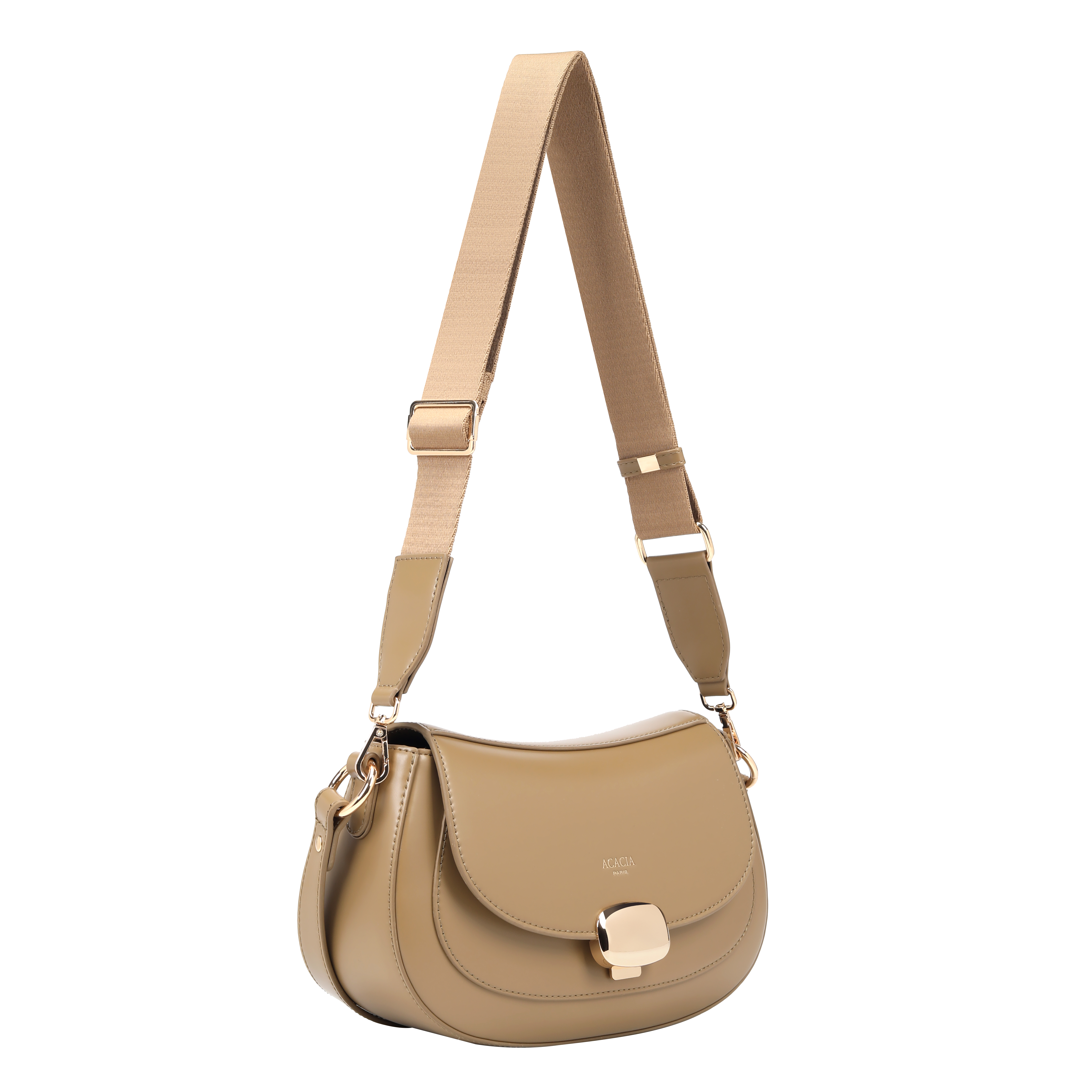 Grace Camel Gold Clasp Saddle Bag
