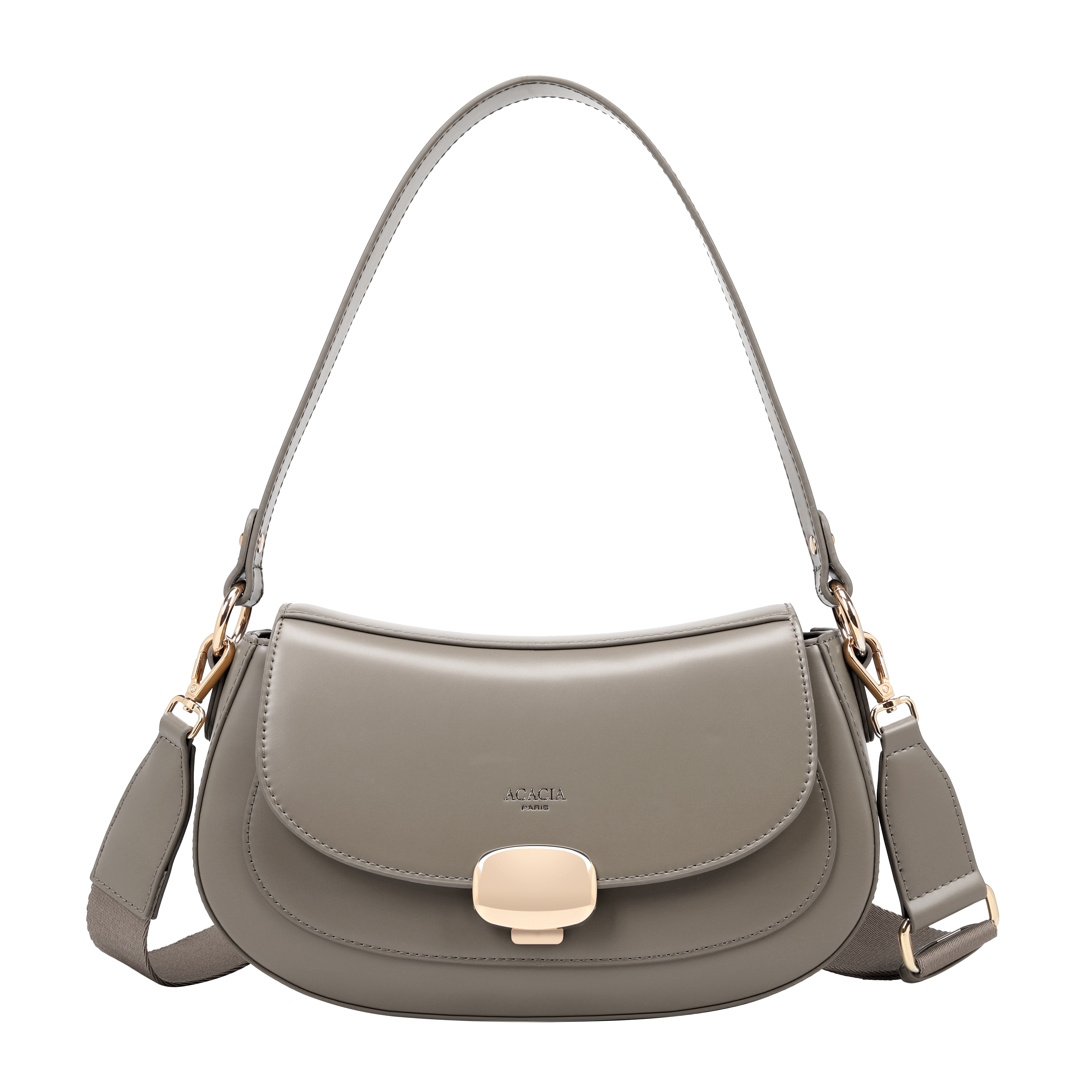 Grace Dark Grey Gold Clasp Saddle Bag