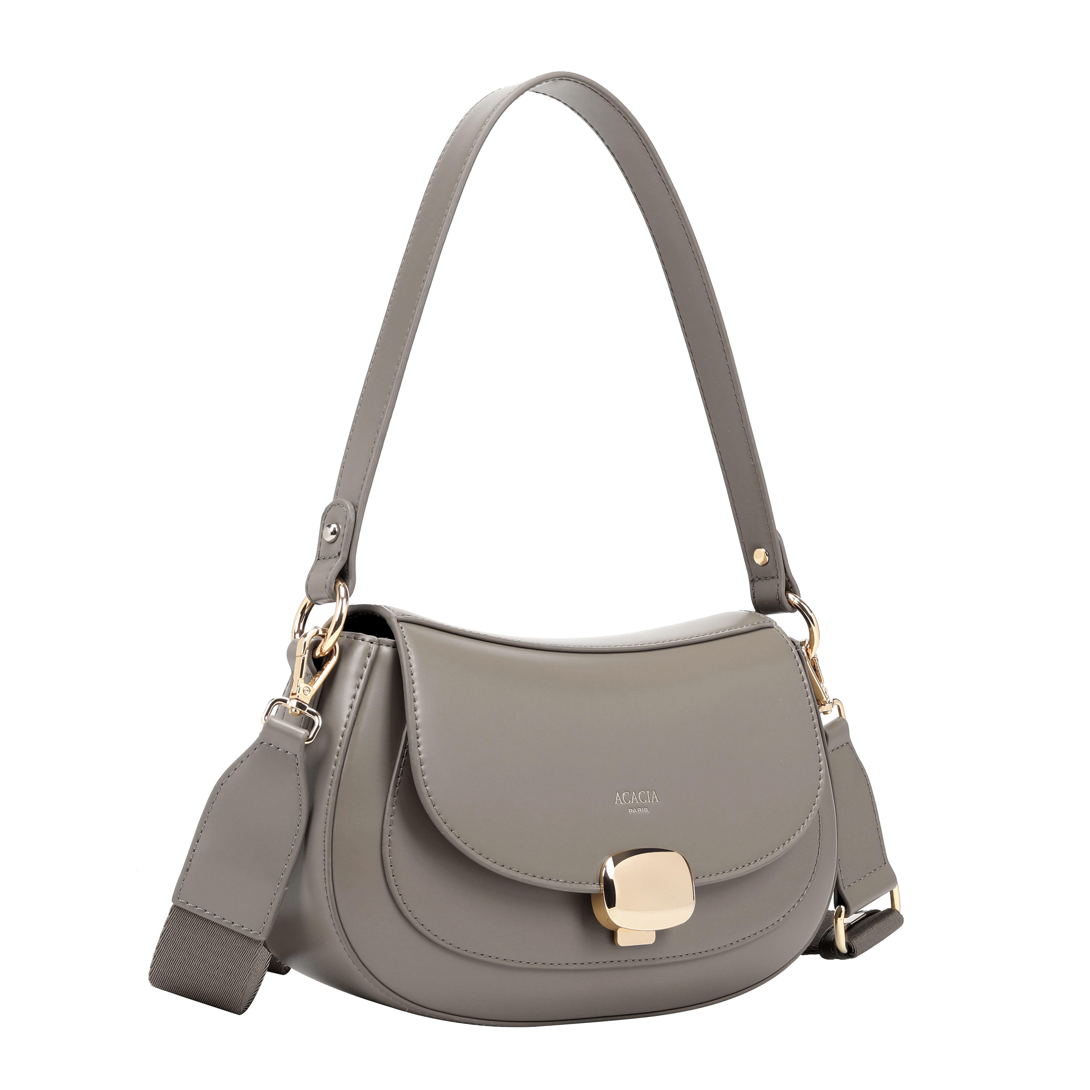 Grace Dark Grey Gold Clasp Saddle Bag