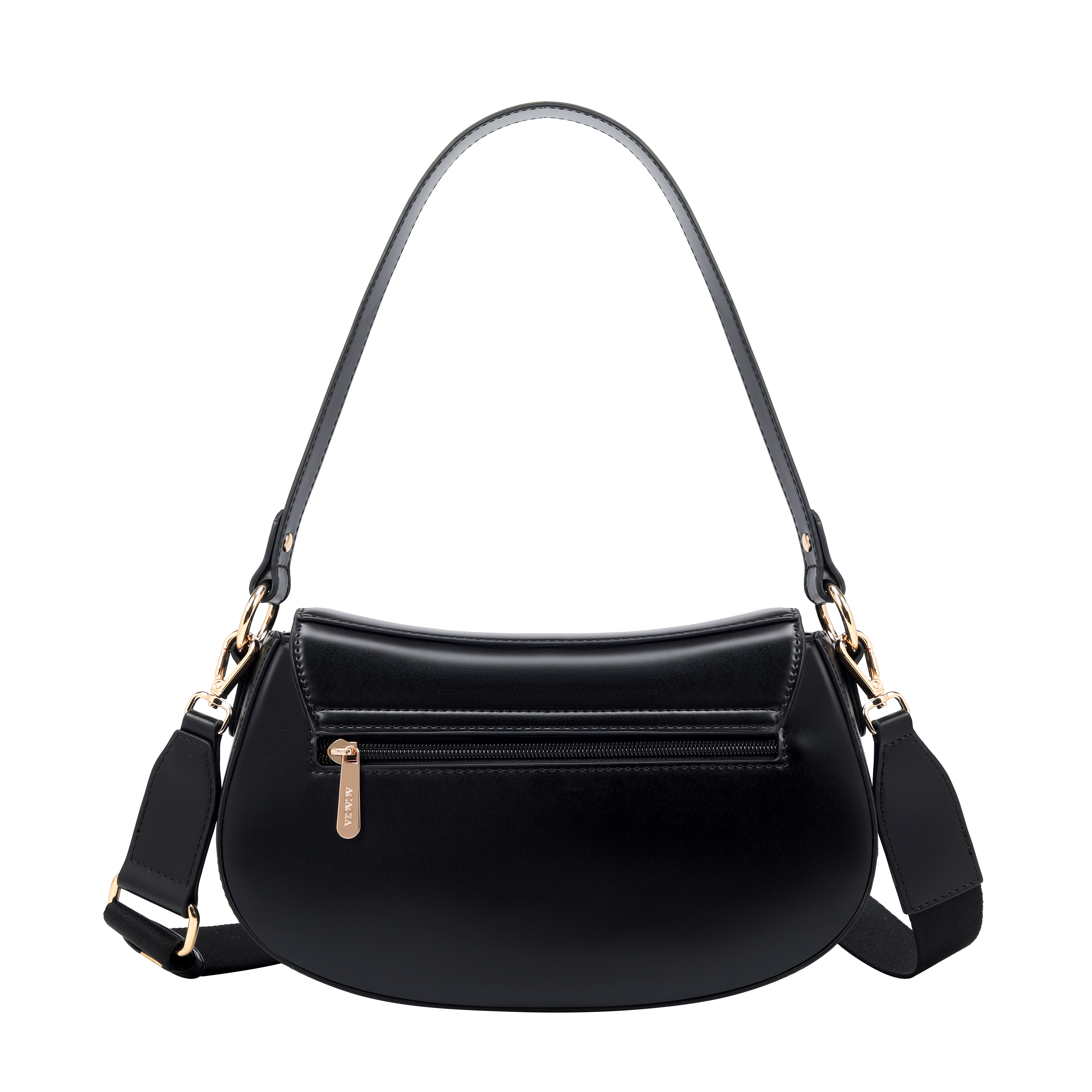 Grace Black Gold Clasp Saddle Bag