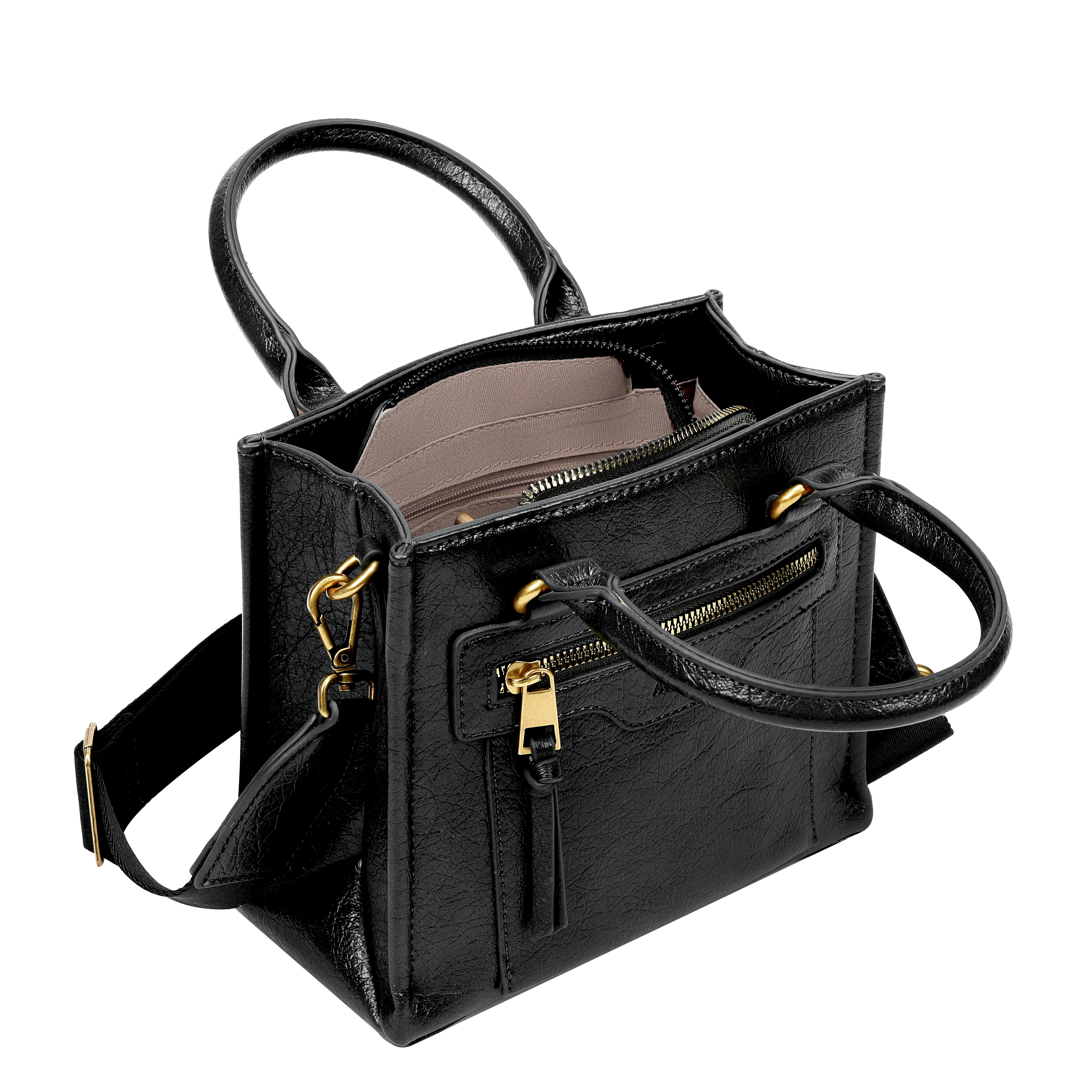 Lyraz Black Top Handle Crossbody Bag