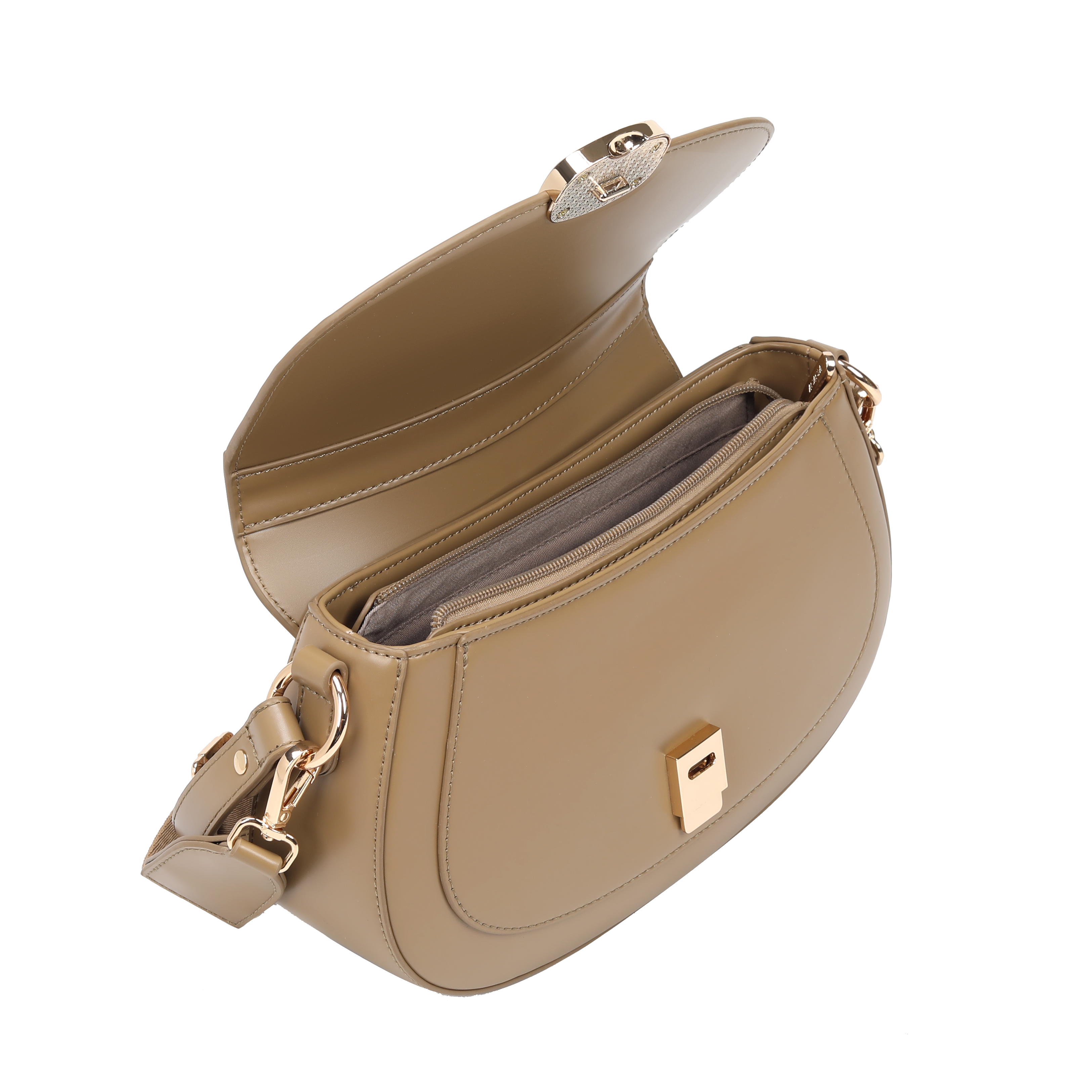 Grace Camel Gold Clasp Saddle Bag