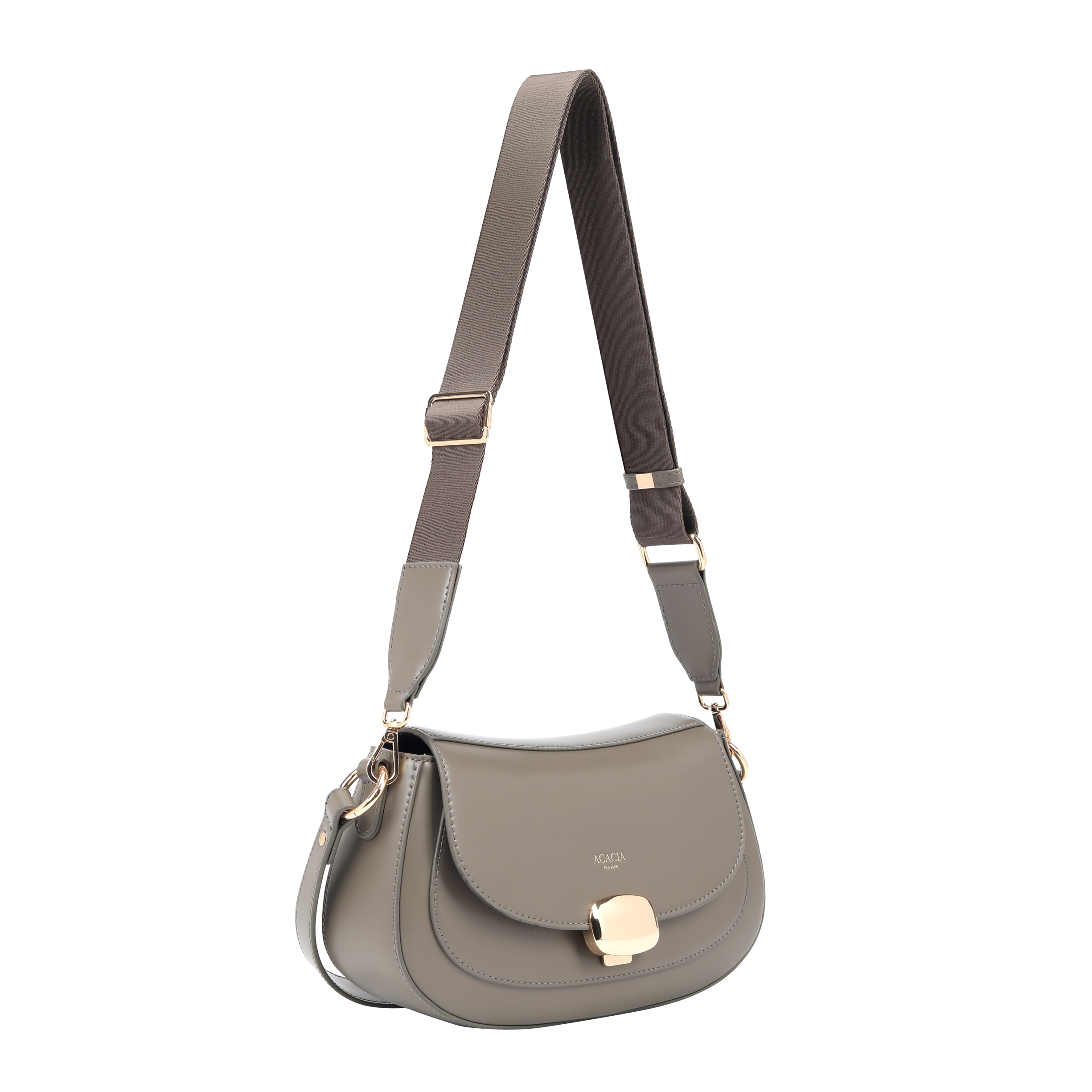 Grace Dark Grey Gold Clasp Saddle Bag