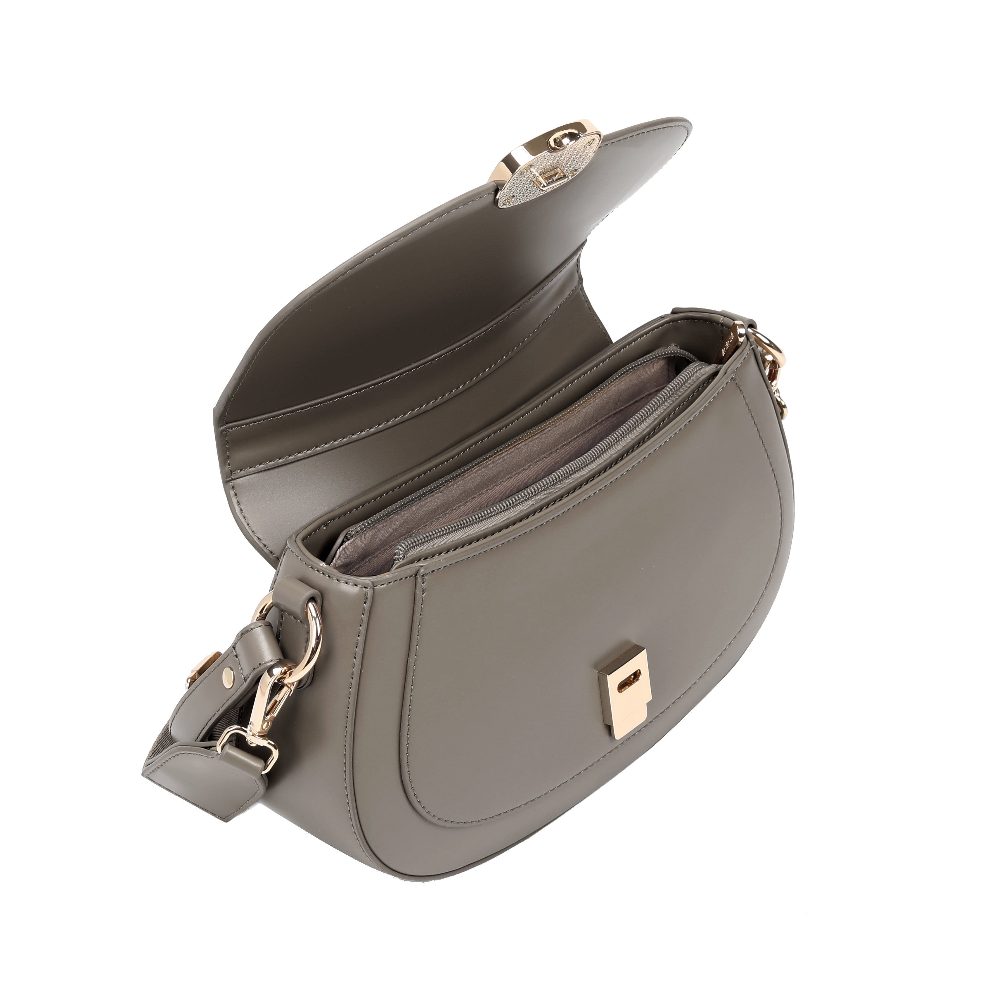 Grace Dark Grey Gold Clasp Saddle Bag