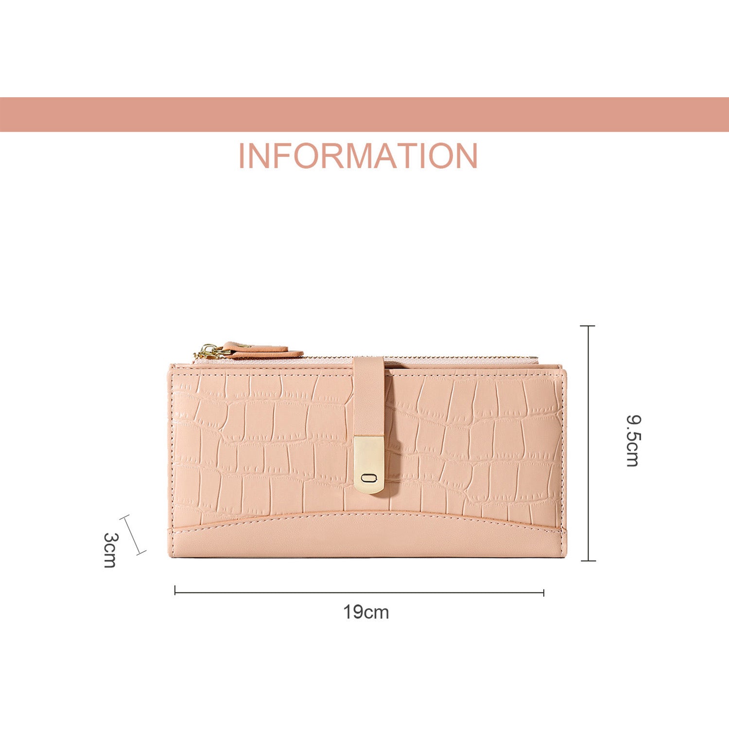 Daphne Pink Texture Zip Fold Wallet