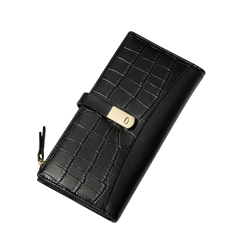 Daphne Black Texture Zip Fold Wallet