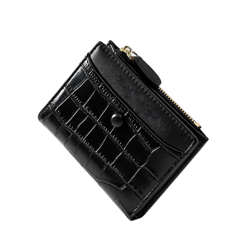 Eleanor Black Texture Small Classic Wallet