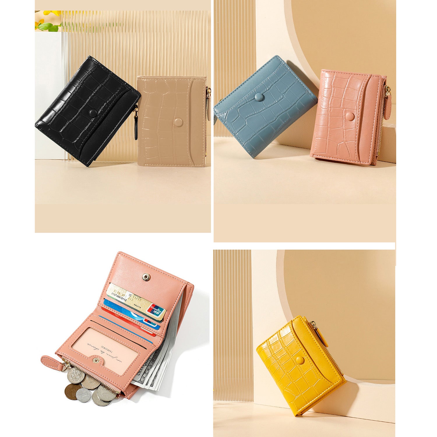 Eleanor Pink Texture Small Classic Wallet