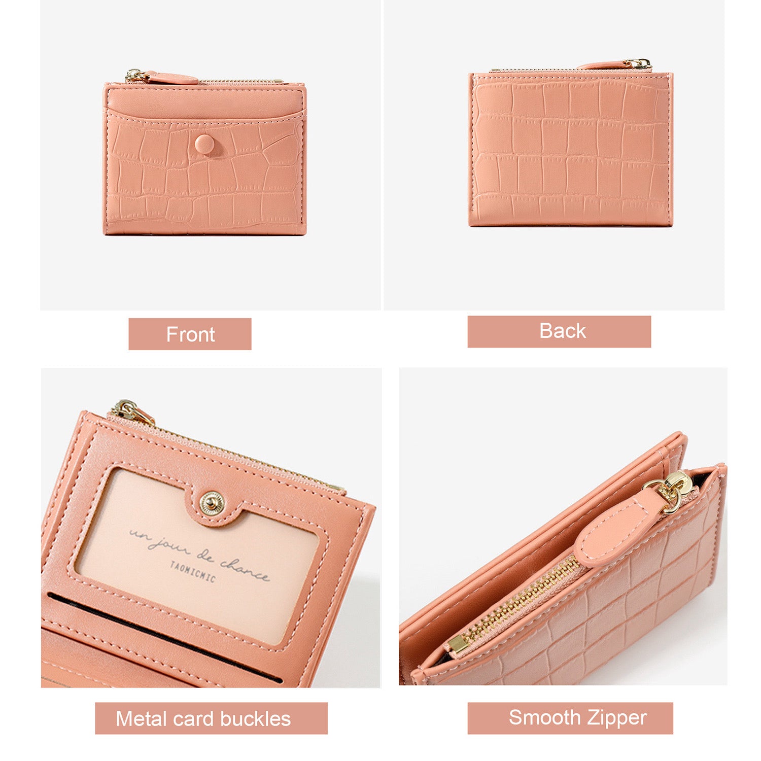 Eleanor Pink Texture Small Classic Wallet